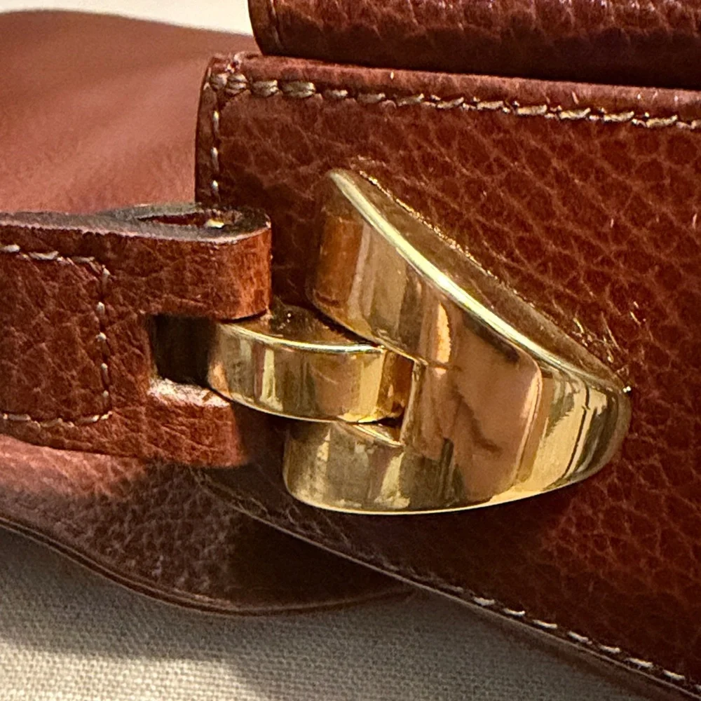 Lord & Taylor Vintage Rich Brown Leather Messenger Bag